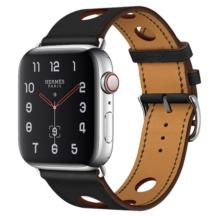 Helt vildt rart Apple Watch Series 4 44mm Ægte læder Rem - Sort#serie_1