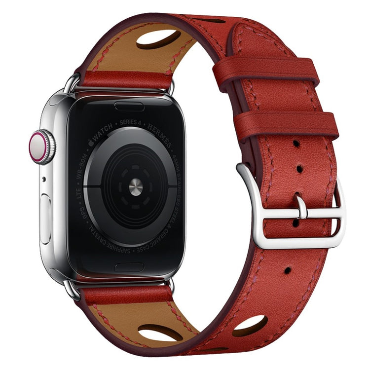 Helt vildt rart Apple Watch Series 4 44mm Ægte læder Rem - Rød#serie_3