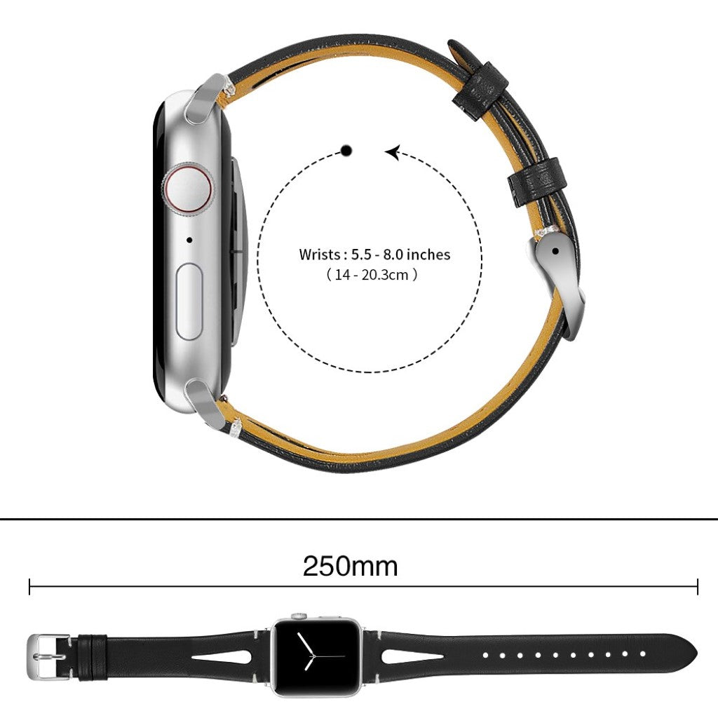 Fantastisk Apple Watch Series 4 44mm Ægte læder Rem - Sort#serie_1