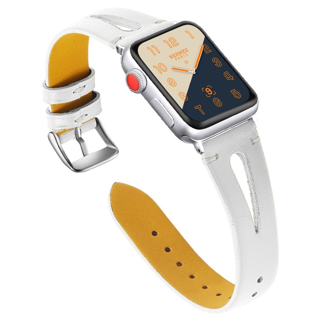Fantastisk Apple Watch Series 4 44mm Ægte læder Rem - Hvid#serie_2