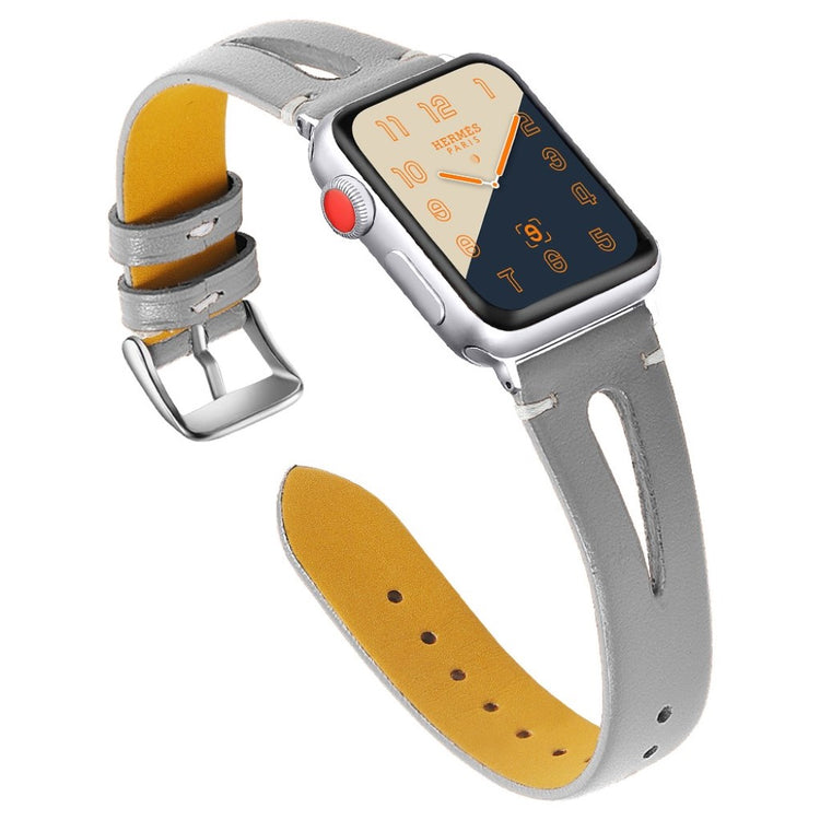 Fantastisk Apple Watch Series 4 44mm Ægte læder Rem - Sølv#serie_3
