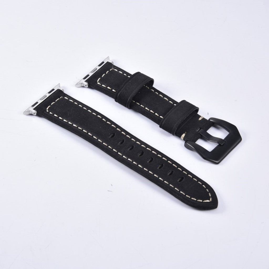 Super kønt Apple Watch Series 4 44mm Ægte læder Rem - Sort#serie_1