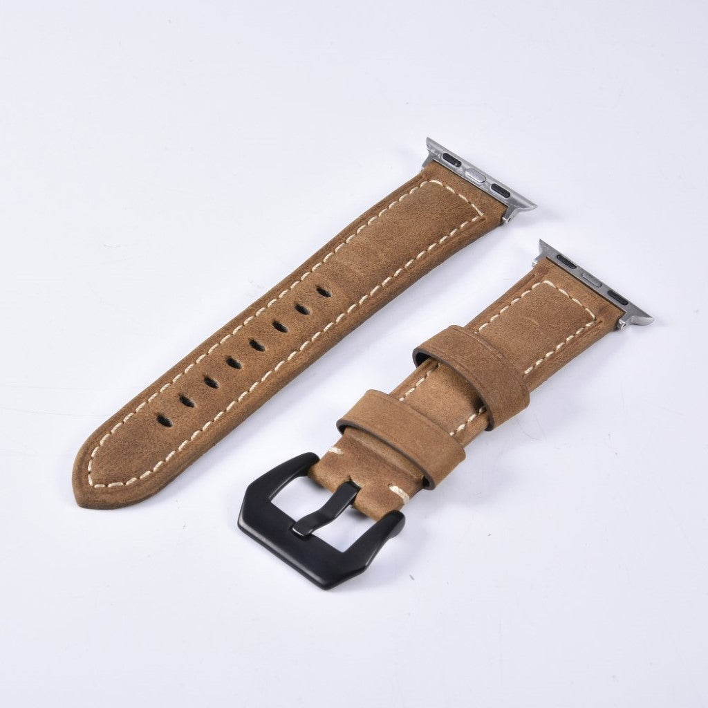 Super kønt Apple Watch Series 4 44mm Ægte læder Rem - Brun#serie_2