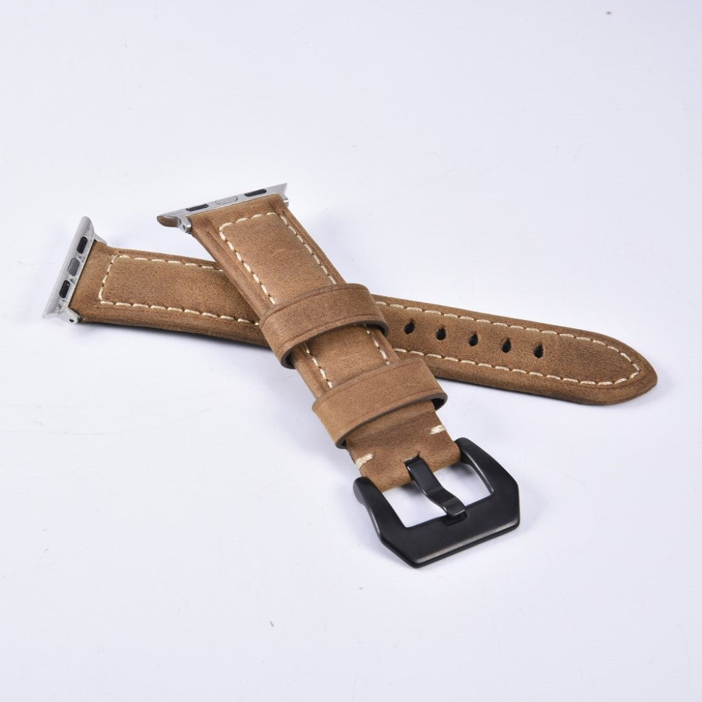 Super kønt Apple Watch Series 4 44mm Ægte læder Rem - Brun#serie_2