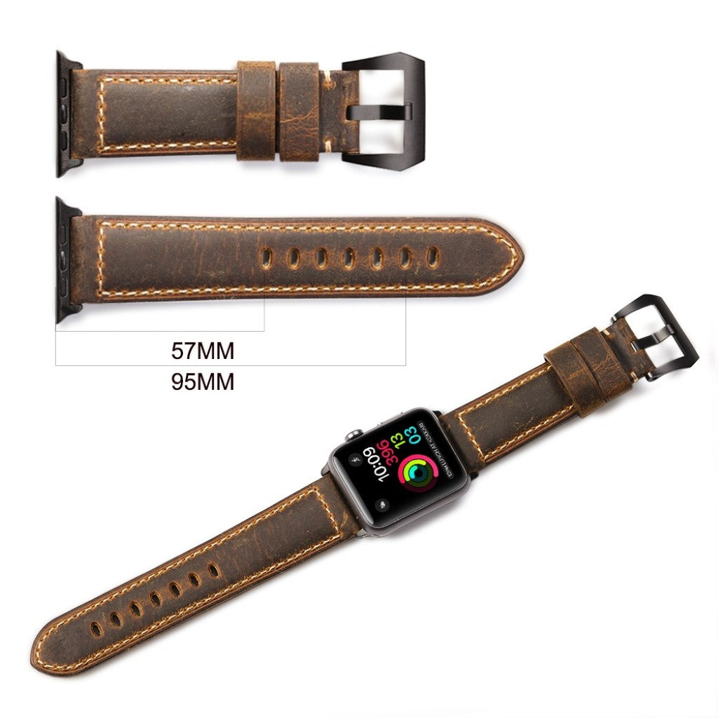Super kønt Apple Watch Series 4 44mm Ægte læder Rem - Brun#serie_3
