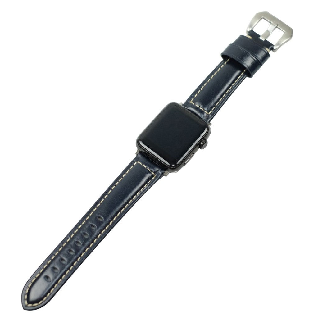 Vildt fed Apple Watch Series 4 44mm Ægte læder Rem - Blå#serie_3