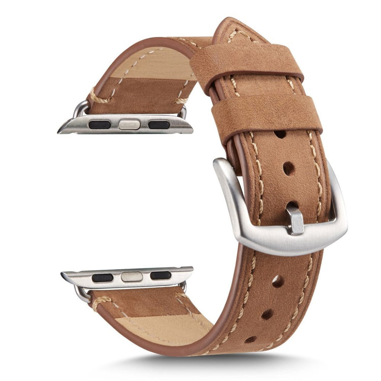 Rigtigt sejt Apple Watch Series 4 44mm Ægte læder Rem - Brun#serie_2