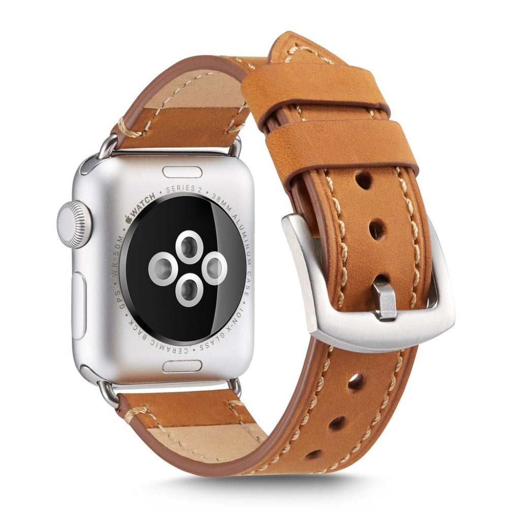 Rigtigt sejt Apple Watch Series 4 44mm Ægte læder Rem - Brun#serie_3