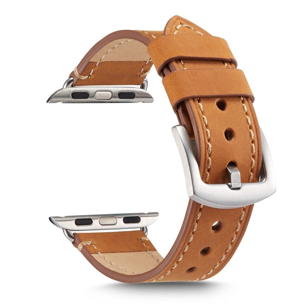 Rigtigt sejt Apple Watch Series 4 44mm Ægte læder Rem - Brun#serie_3