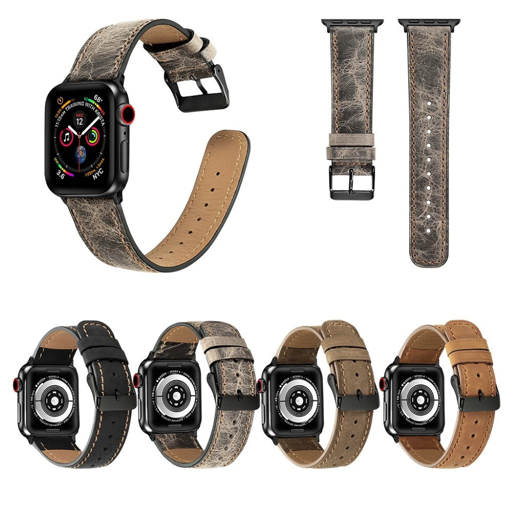 Vildt fantastisk Apple Watch Series 4 44mm Ægte læder Rem - Sort#serie_1