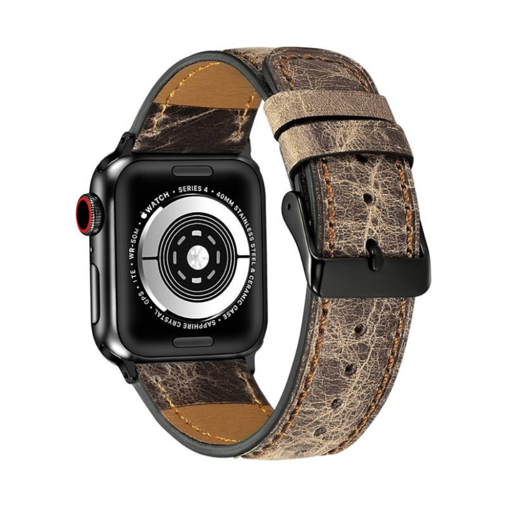Vildt fantastisk Apple Watch Series 4 44mm Ægte læder Rem - Sølv#serie_2