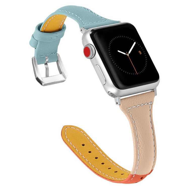 Skøn Apple Watch Series 4 44mm Ægte læder Rem - Orange#serie_3