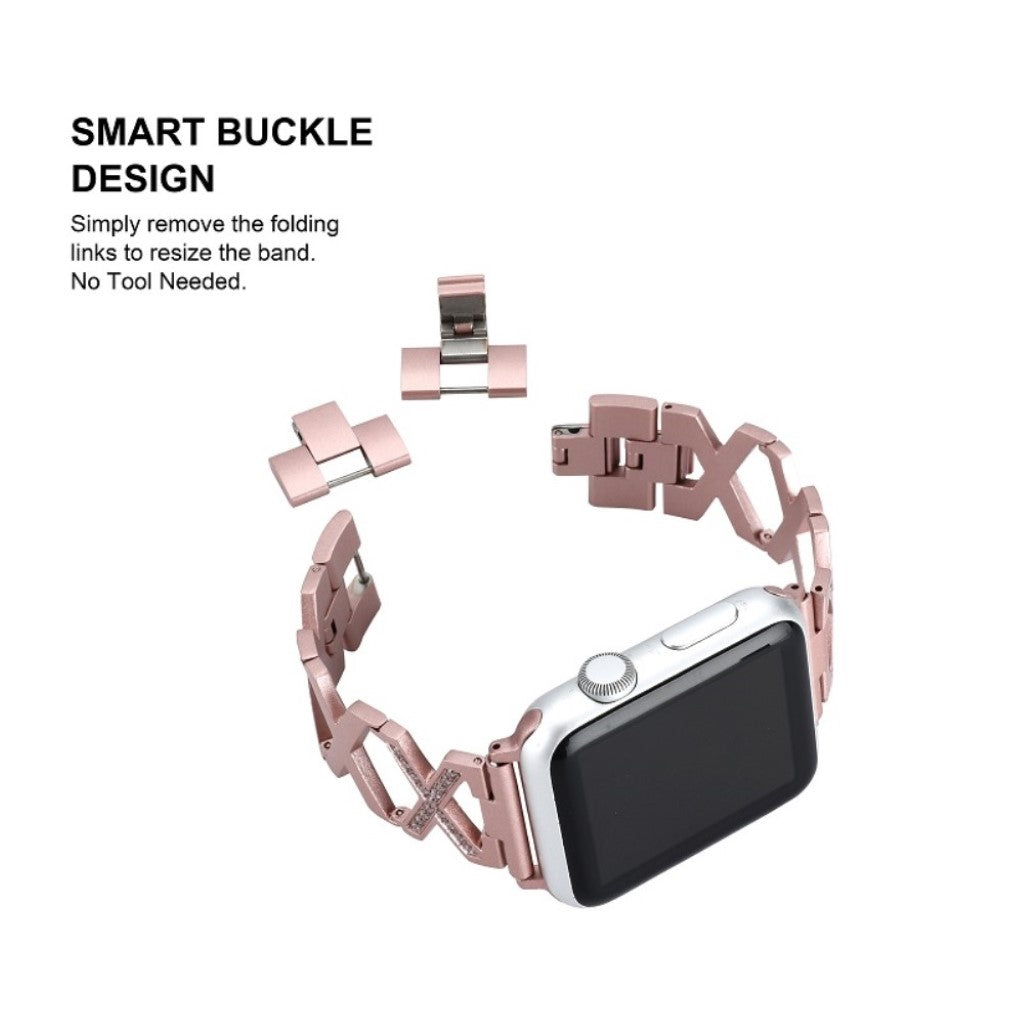 Smuk Apple Watch Series 4 44mm Metal og Rhinsten Rem - Pink#serie_3