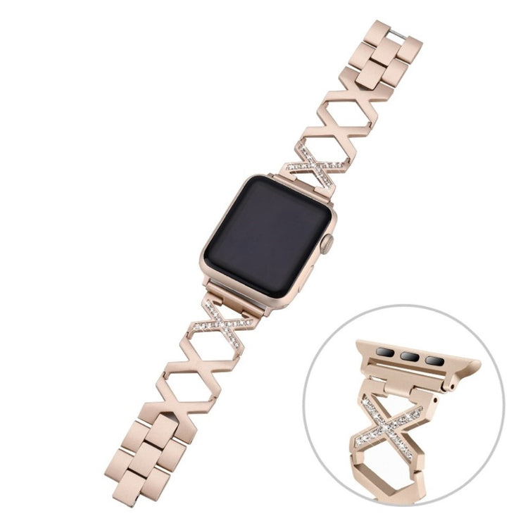 Smuk Apple Watch Series 4 44mm Metal og Rhinsten Rem - Guld#serie_4