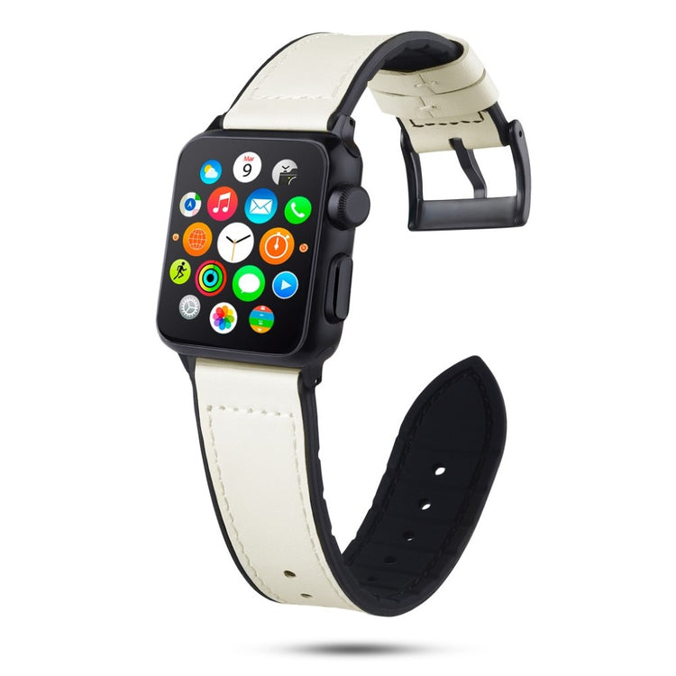 Helt vildt fed Apple Watch Series 4 44mm Ægte læder Rem - Hvid#serie_1