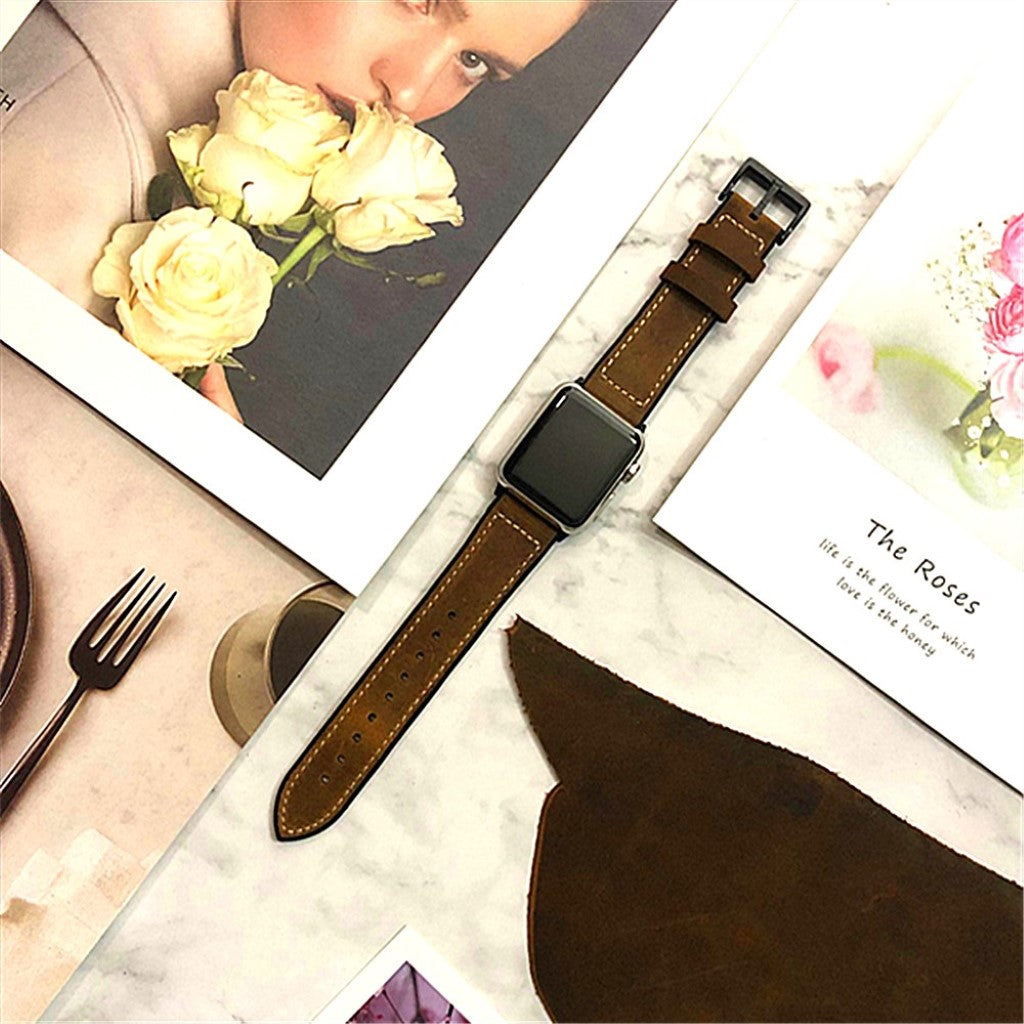 Helt vildt fed Apple Watch Series 4 44mm Ægte læder Rem - Brun#serie_3