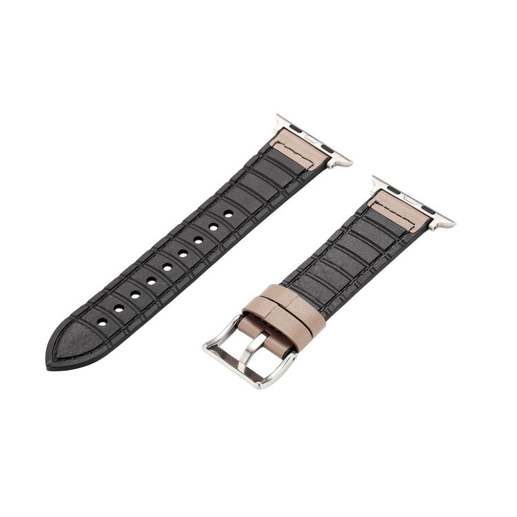 Fed Apple Watch Series 4 44mm Kunstlæder og Silikone Rem - Sølv#serie_2
