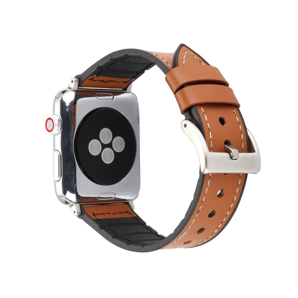 Fed Apple Watch Series 4 44mm Kunstlæder og Silikone Rem - Brun#serie_3