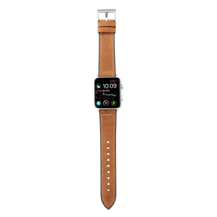 Fed Apple Watch Series 4 44mm Kunstlæder og Silikone Rem - Brun#serie_4