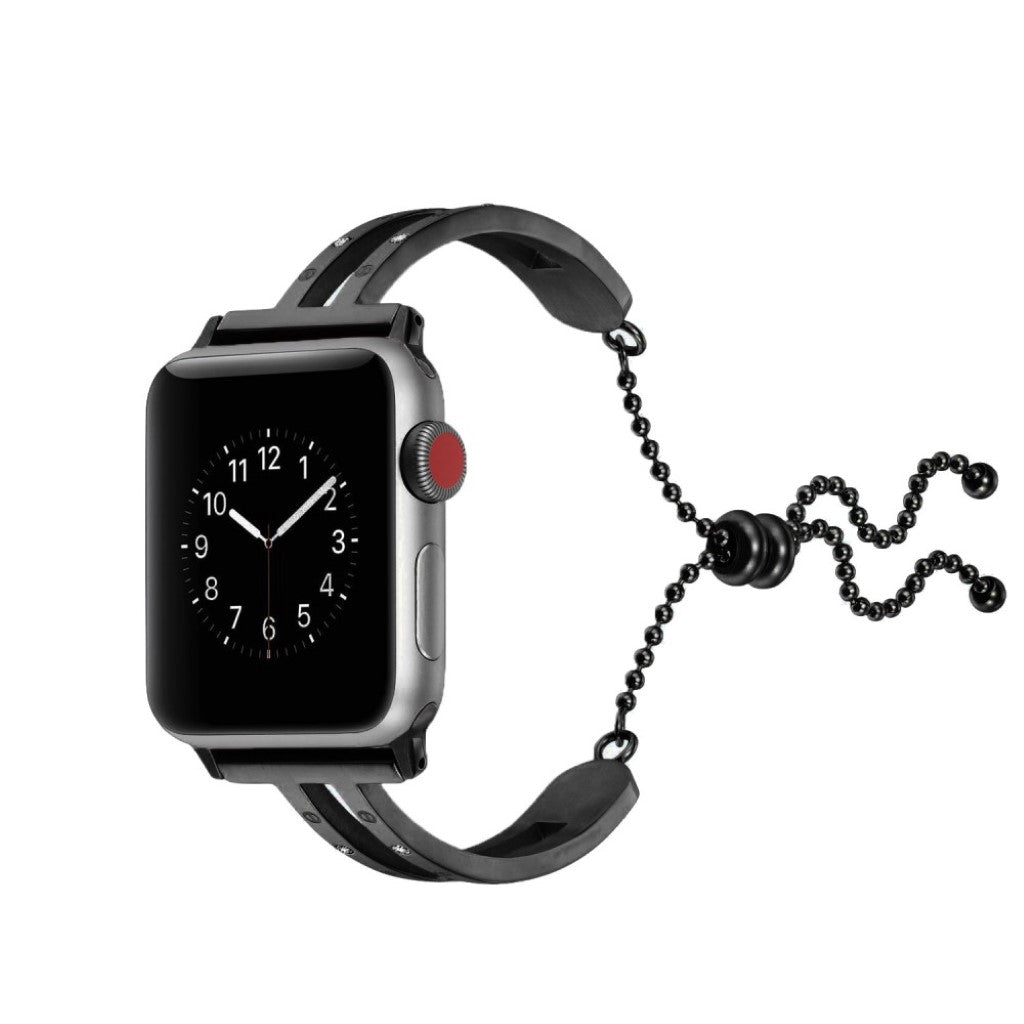Super fint Apple Watch Series 4 44mm Metal og Rhinsten Rem - Sort#serie_1