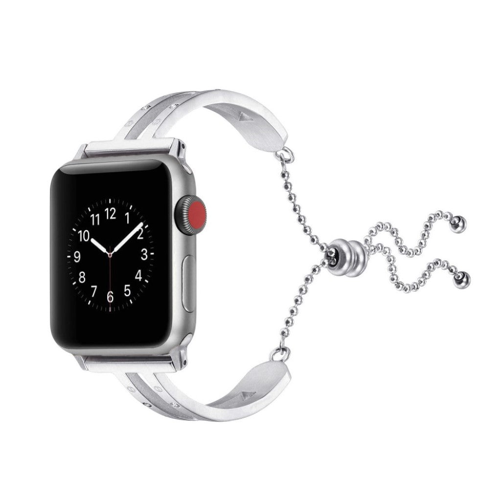 Super fint Apple Watch Series 4 44mm Metal og Rhinsten Rem - Sølv#serie_3