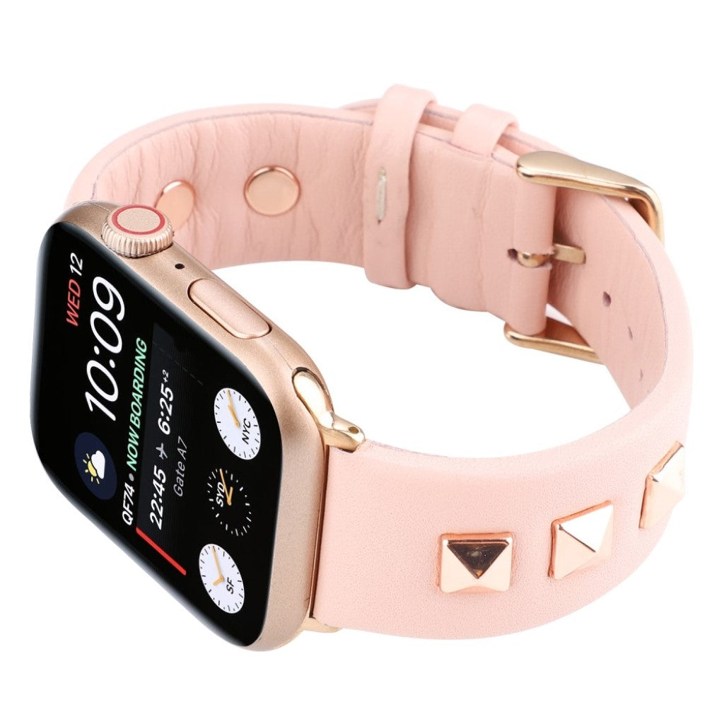 Rigtigt pænt Apple Watch Series 4 44mm Ægte læder Rem - Pink#serie_1
