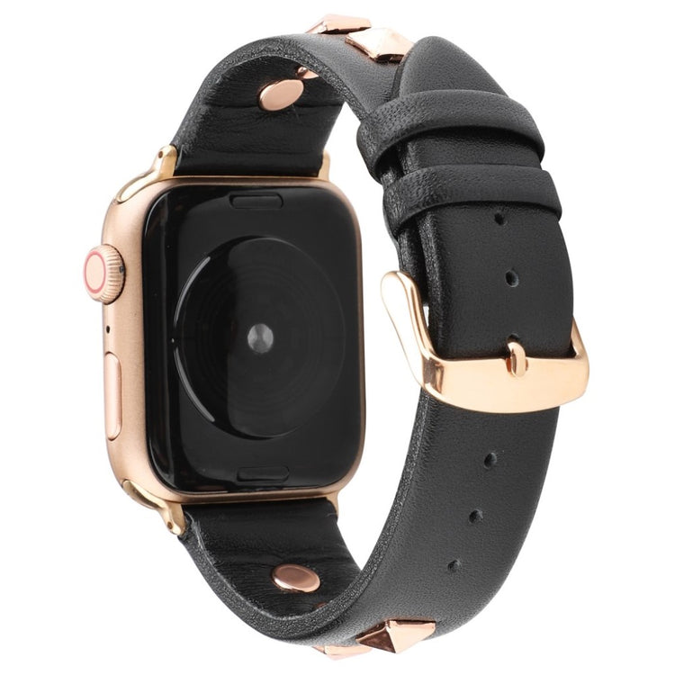 Rigtigt pænt Apple Watch Series 4 44mm Ægte læder Rem - Sort#serie_2