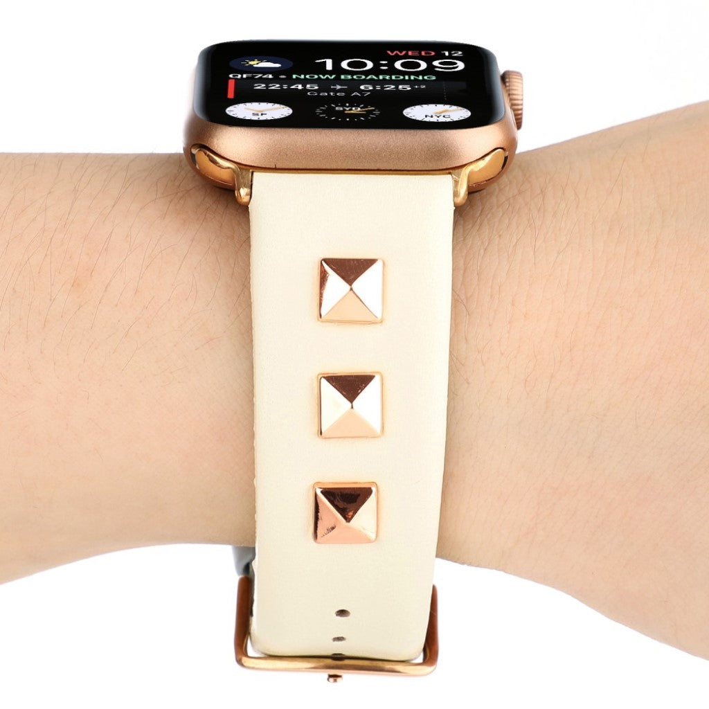 Rigtigt pænt Apple Watch Series 4 44mm Ægte læder Rem - Pink#serie_3