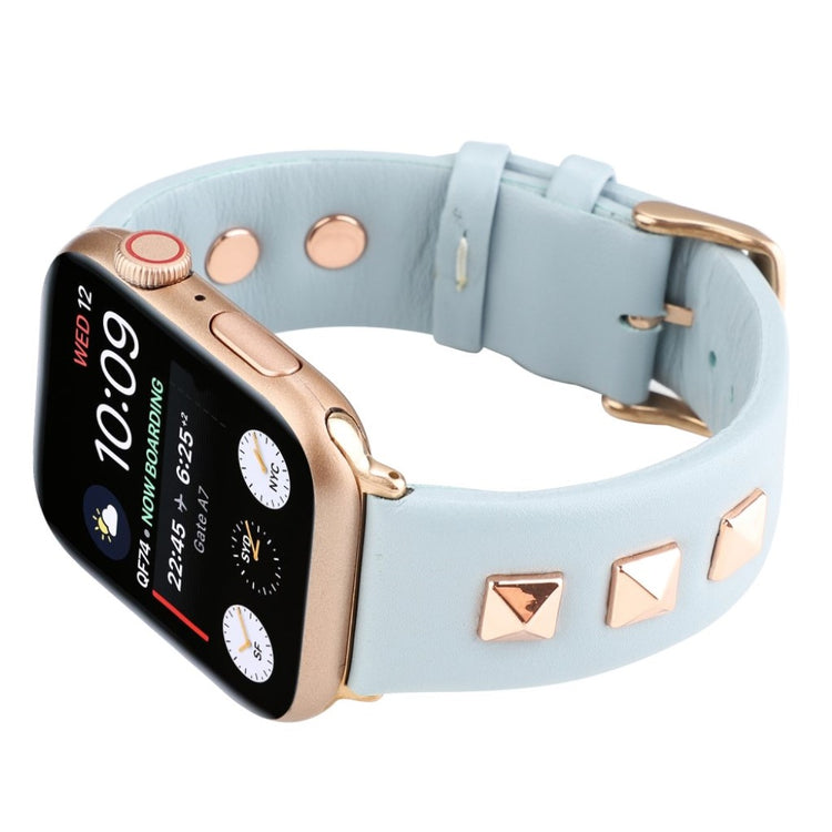 Rigtigt pænt Apple Watch Series 4 44mm Ægte læder Rem - Blå#serie_4