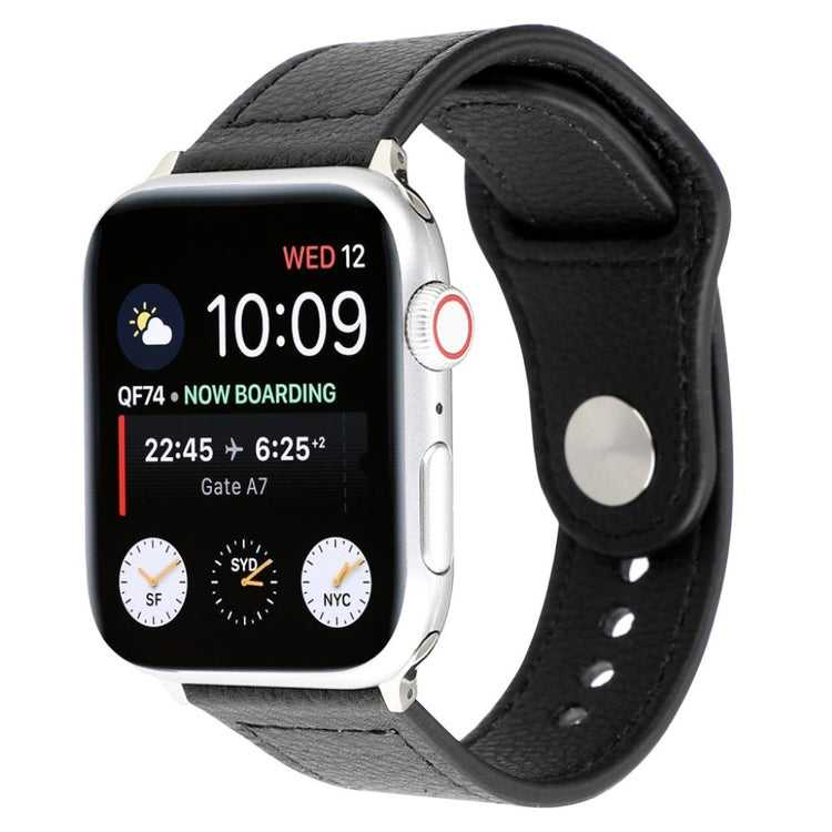 Udsøgt Apple Watch Series 4 44mm Ægte læder Rem - Sort#serie_2