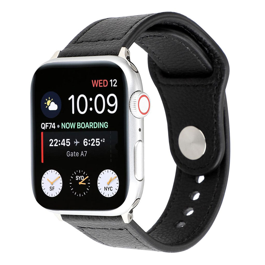 Udsøgt Apple Watch Series 4 44mm Ægte læder Rem - Sort#serie_2