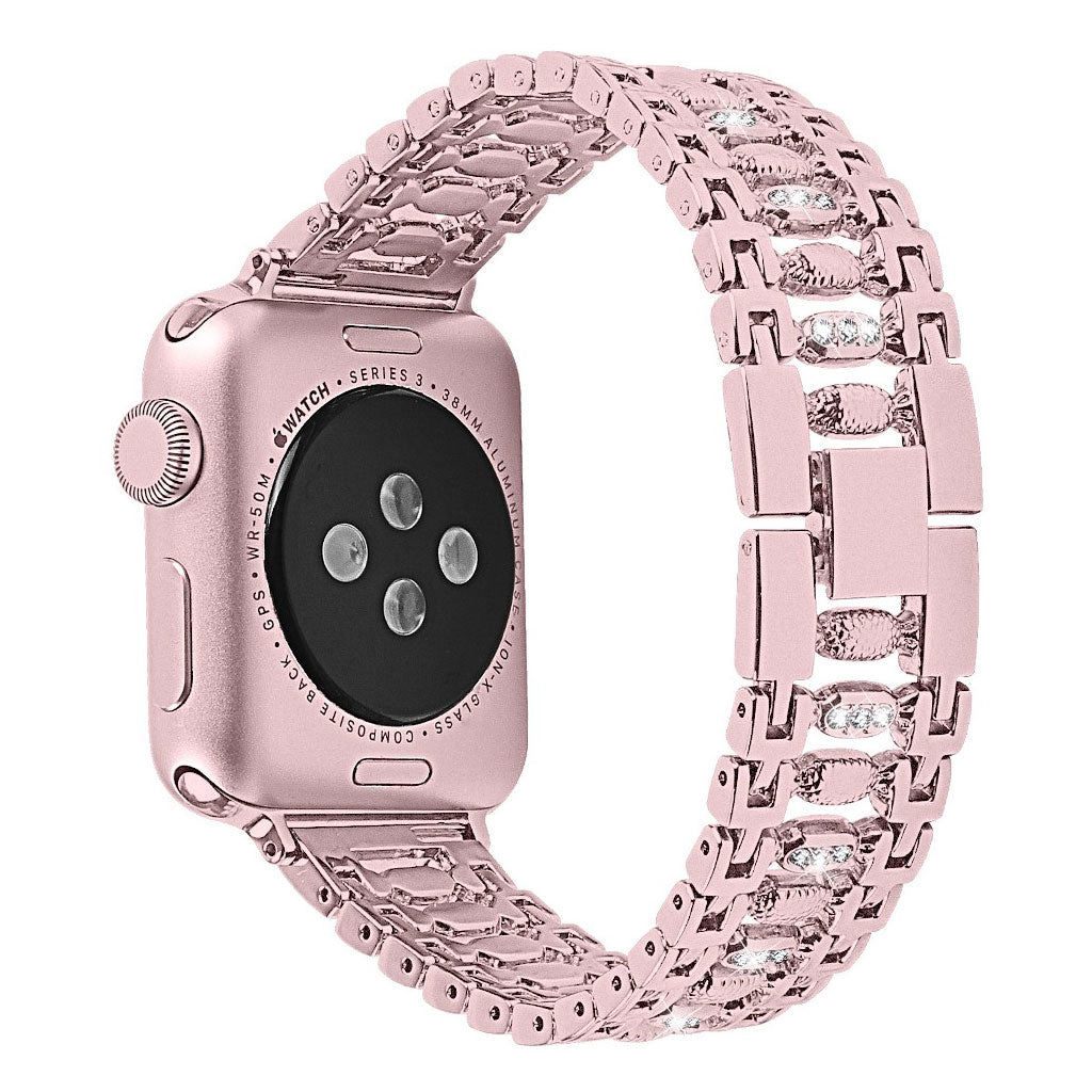 Vildt smuk Apple Watch Series 4 44mm Metal og Rhinsten Rem - Pink#serie_3