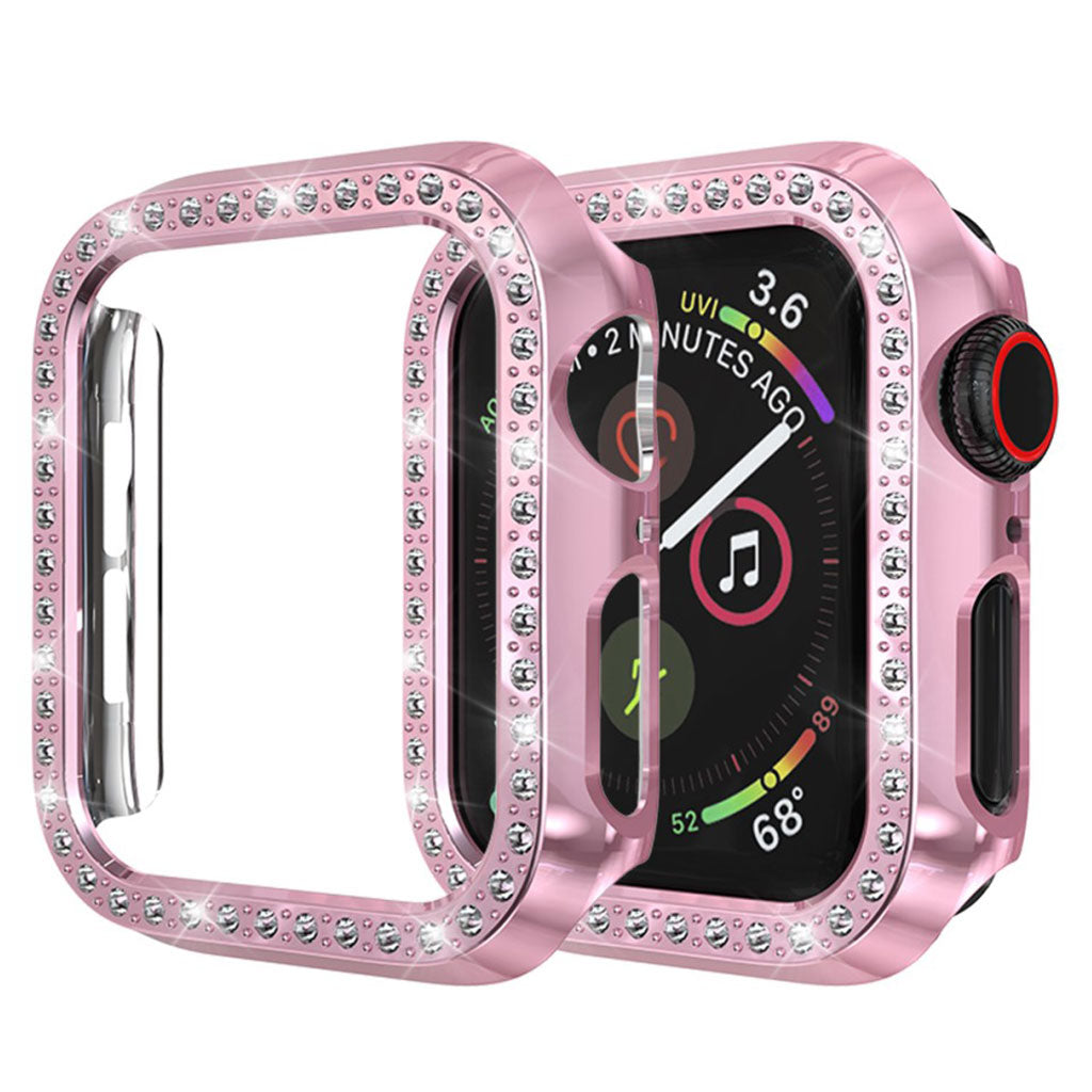 Fint Apple Watch Series 4 44mm Plastik og Rhinsten Cover - Pink#serie_3