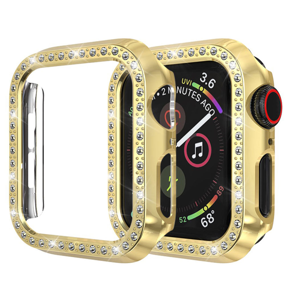 Fint Apple Watch Series 4 44mm Plastik og Rhinsten Cover - Guld#serie_5
