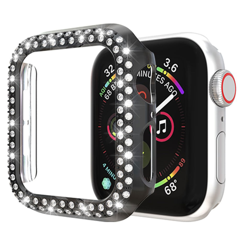 Vildt Godt Apple Watch Series 4 44mm Plastik og Rhinsten Cover - Sort#serie_1