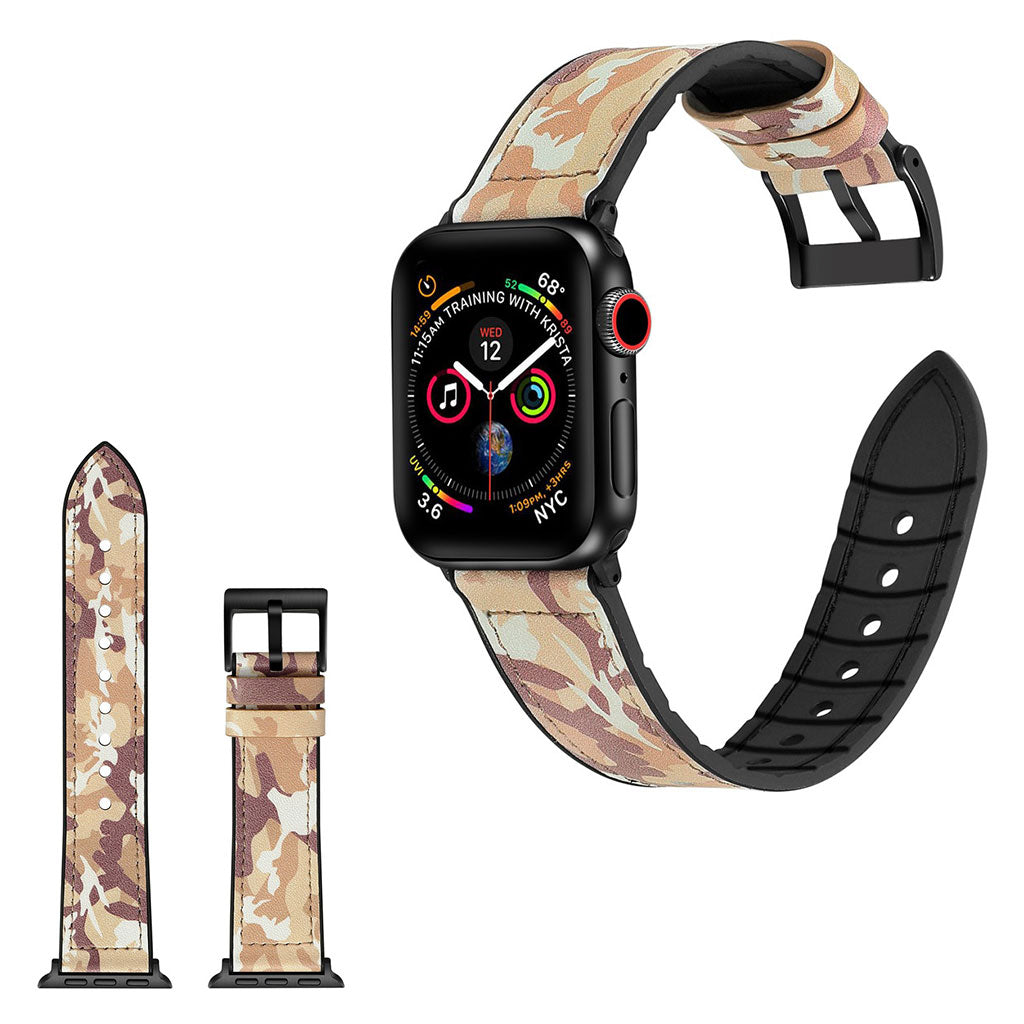 Apple Watch Series 4 44mm / Apple Watch 44mm Kunstlæder og Silikone Rem - Brun#serie_10