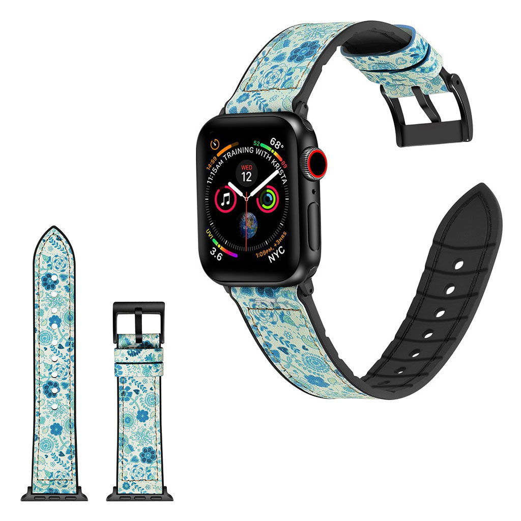  Apple Watch Series 4 44mm / Apple Watch 44mm Kunstlæder og Silikone Rem - Grøn#serie_11