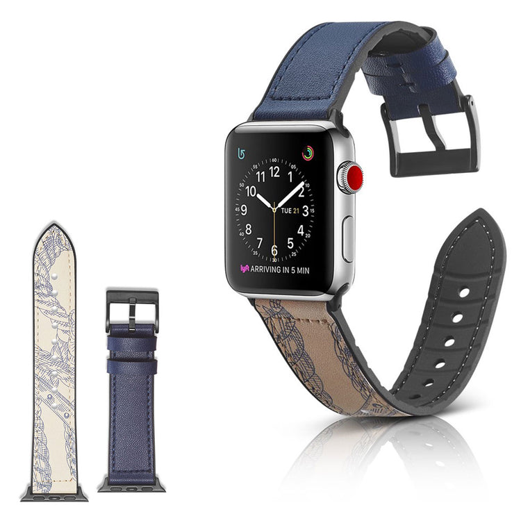  Apple Watch Series 4 44mm / Apple Watch 44mm Kunstlæder og Silikone Rem - Blå#serie_15