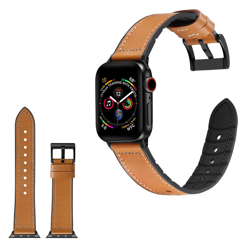  Apple Watch Series 4 44mm / Apple Watch 44mm Kunstlæder og Silikone Rem - Brun#serie_7