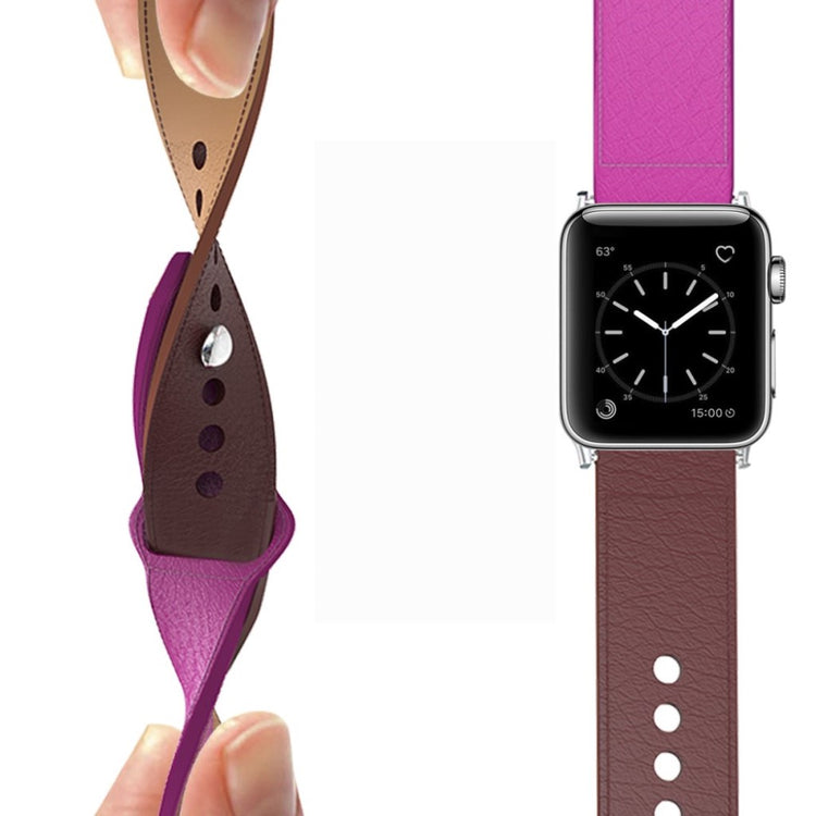 Rigtigt holdbart Apple Watch Series 5 40mm Ægte læder Rem - Lilla#serie_2