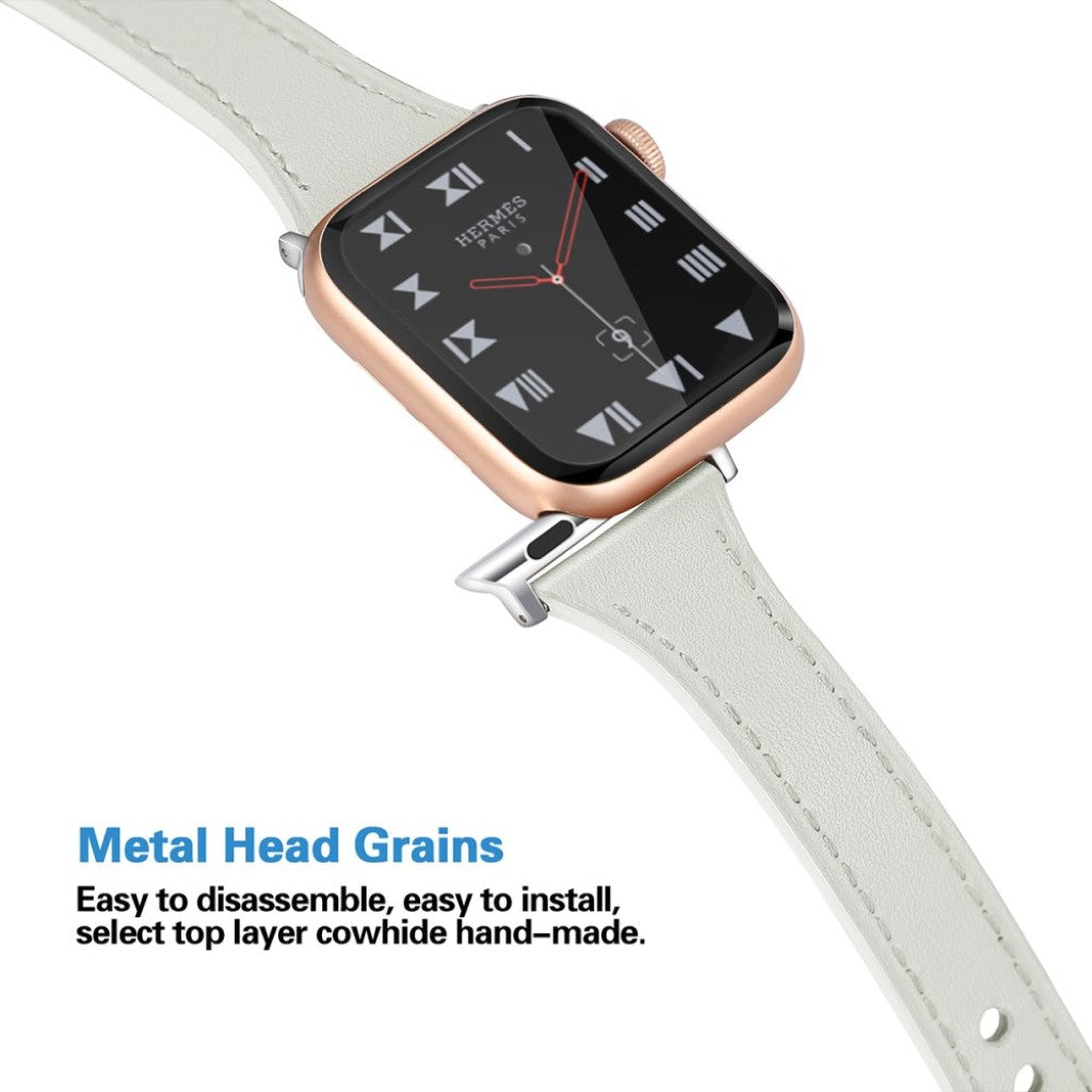 Rigtigt skøn Apple Watch Series 5 40mm Ægte læder Rem - Hvid#serie_1