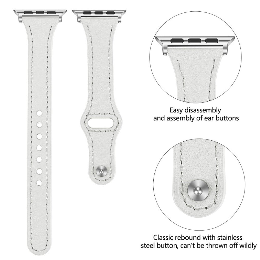 Rigtigt skøn Apple Watch Series 5 40mm Ægte læder Rem - Hvid#serie_1