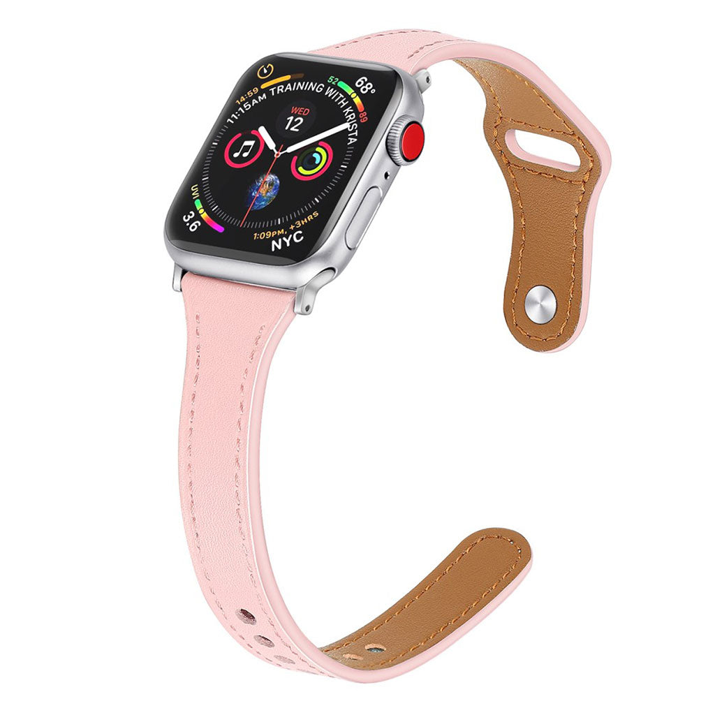 Rigtigt skøn Apple Watch Series 5 40mm Ægte læder Rem - Pink#serie_2