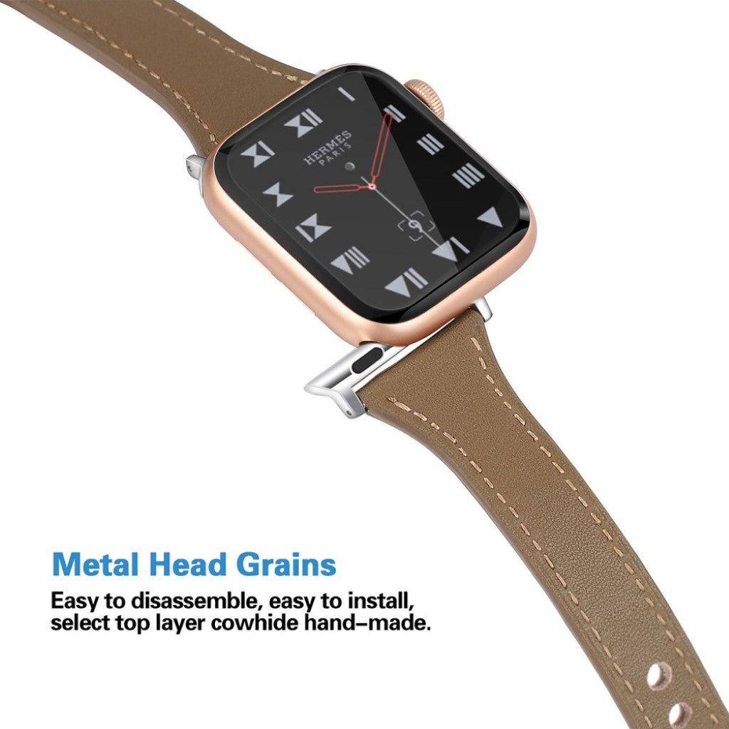 Rigtigt skøn Apple Watch Series 5 40mm Ægte læder Rem - Brun#serie_4