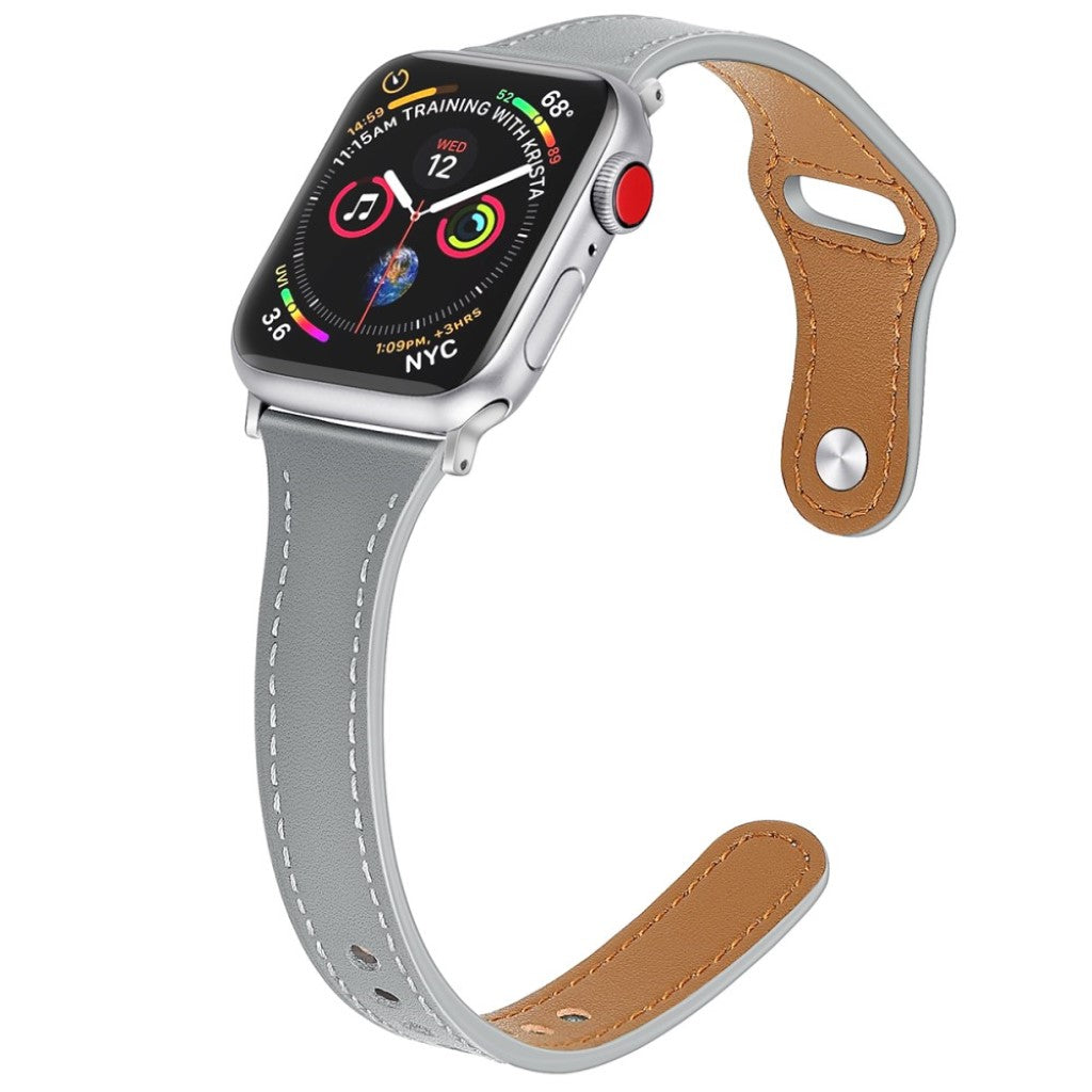 Rigtigt skøn Apple Watch Series 5 40mm Ægte læder Rem - Sølv#serie_5