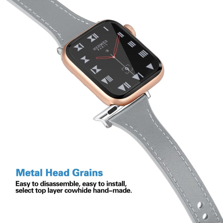 Rigtigt skøn Apple Watch Series 5 40mm Ægte læder Rem - Sølv#serie_5