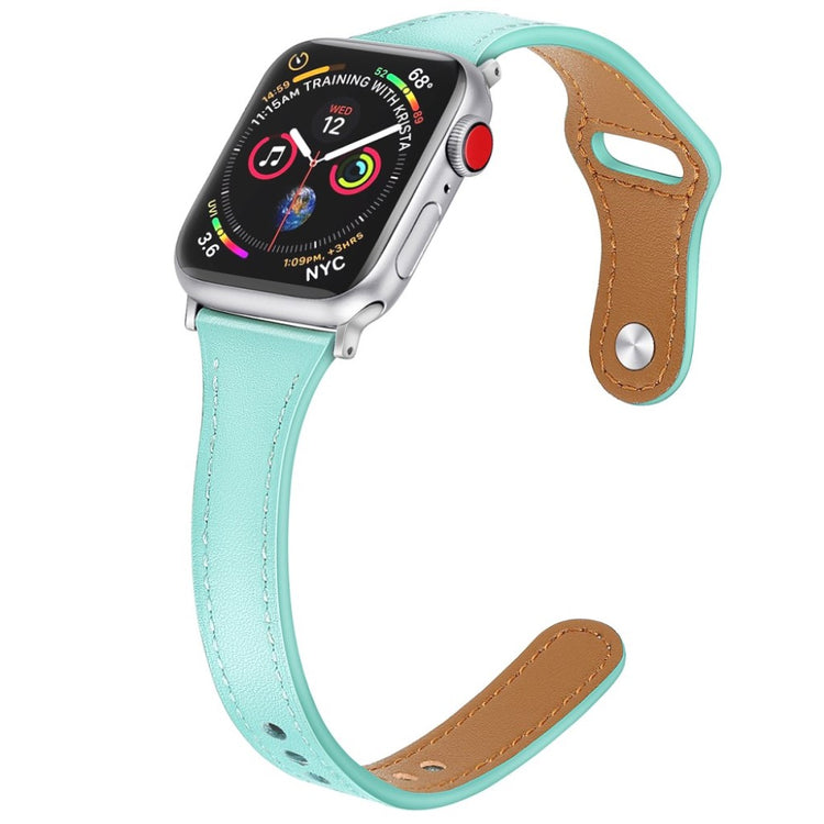 Rigtigt skøn Apple Watch Series 5 40mm Ægte læder Rem - Grøn#serie_6