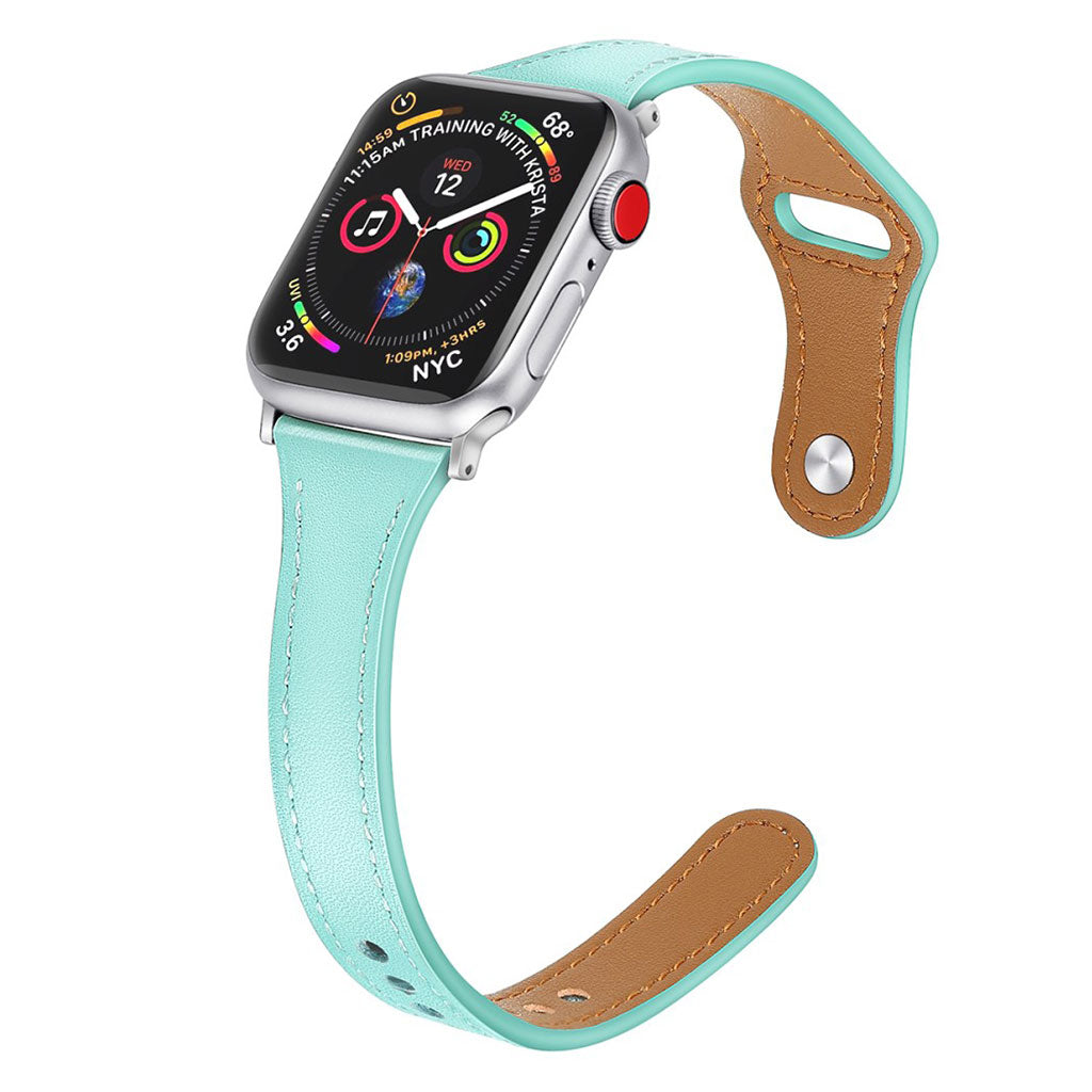 Rigtigt skøn Apple Watch Series 5 40mm Ægte læder Rem - Grøn#serie_6