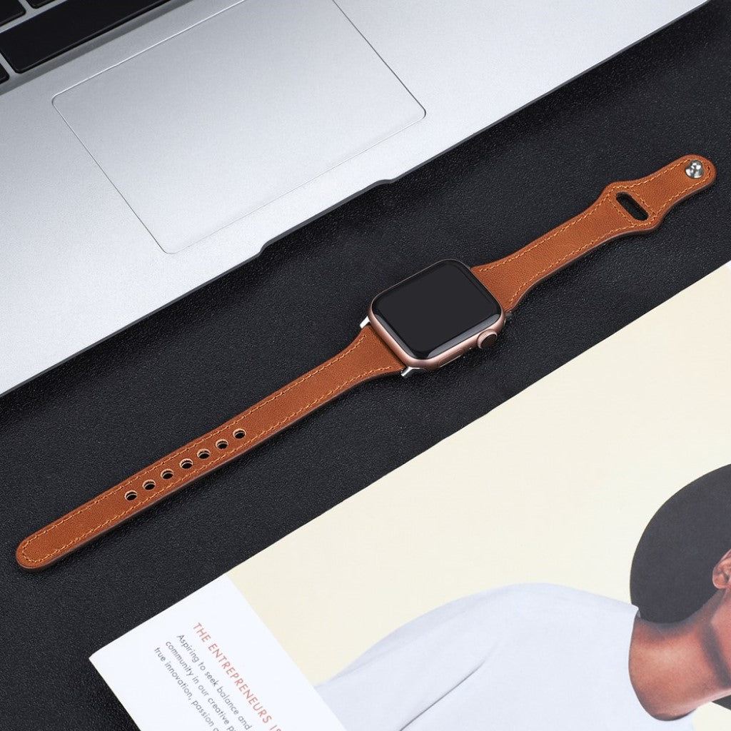 Rigtigt skøn Apple Watch Series 5 40mm Ægte læder Rem - Brun#serie_7