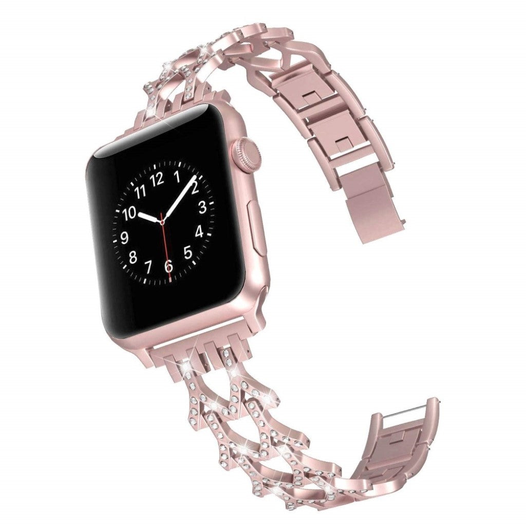 Godt Apple Watch Series 5 40mm Metal og Rhinsten Rem - Pink#serie_2